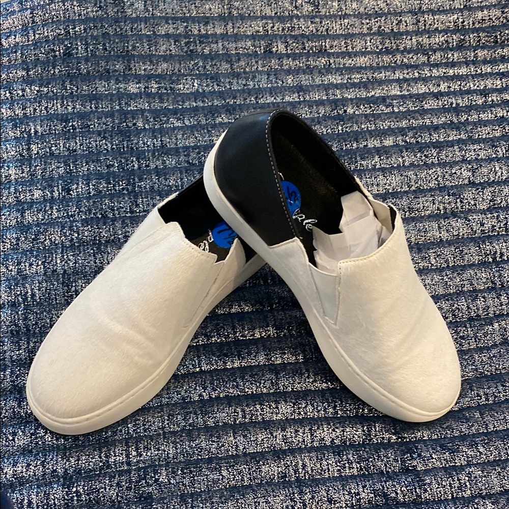 Free people varsity calf hair slip on sneakers 7.5